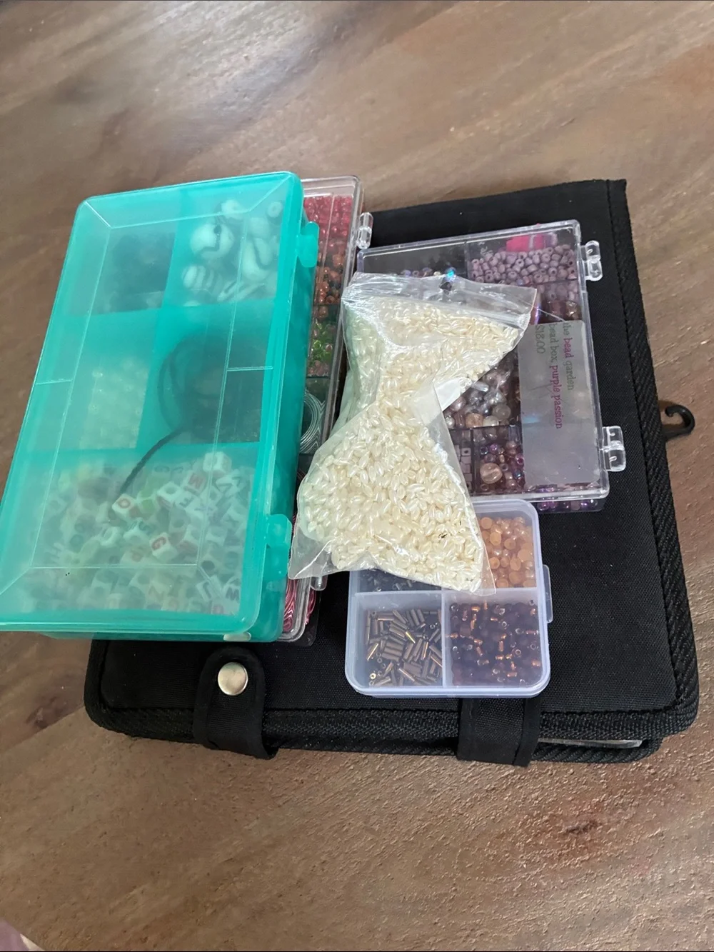 Bead & Jewelry Organizer Set in Teal & Clear - Multi-Compartment Storage Full
